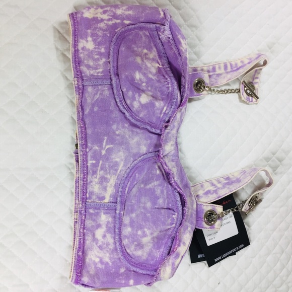 Liquor n Poker Denim acid wash crop top - Picture 4 of 9